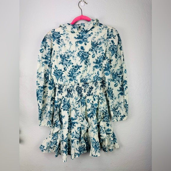 Gap x LoveShackFancy Blue Floral Ruffle Mini Dress Size Small - Picture 9 of 12